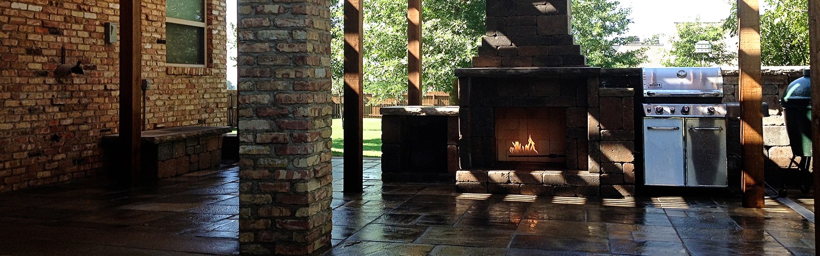 Fireplace Pergola Outdoor Hardscape
